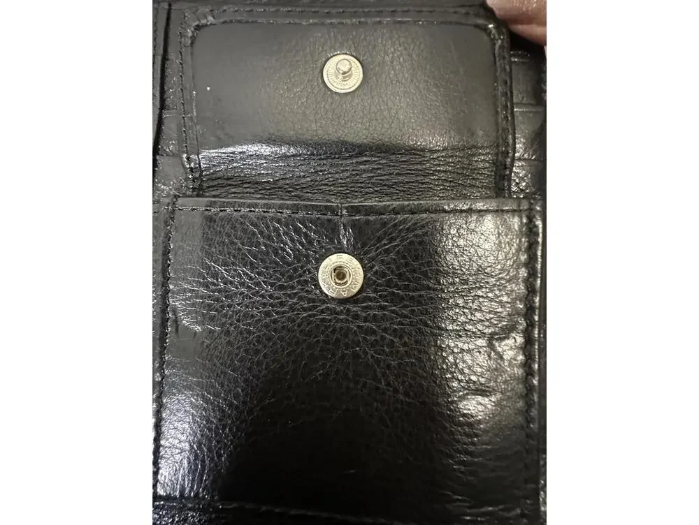 Vintage Brighton black croc-embossed leather snap button organizer/wallet/clutch